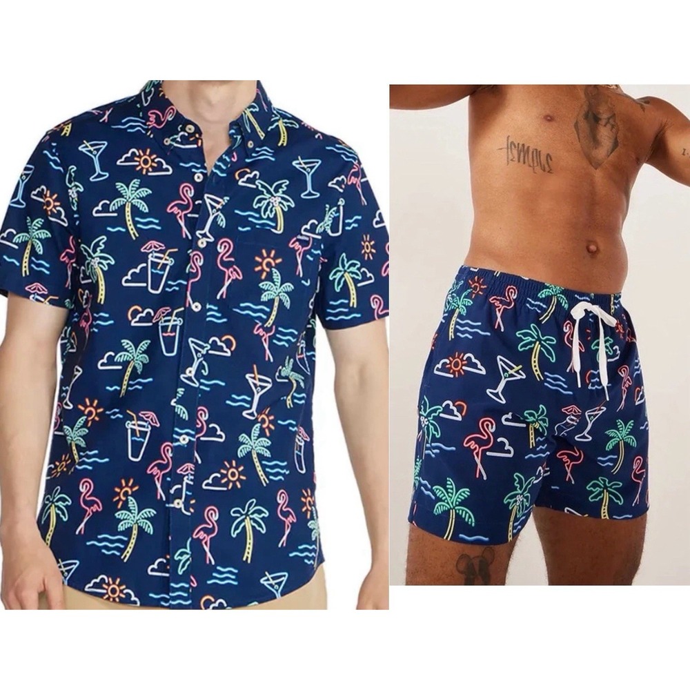 Chubbies Swimsuit Set Outfit Polo Shirt & Swim Trunks Sizes Small & Medium T13-8